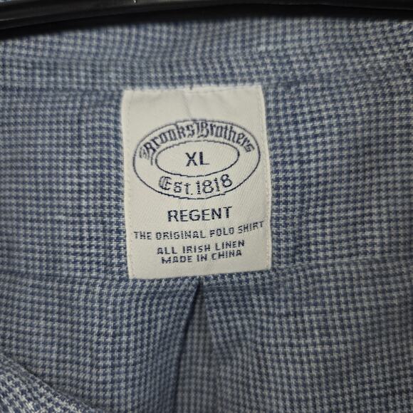Brooks Brothers Shirt Mens Extra Large XL Blue 100% Linen Collared Preppy Work - Picture 5 of 10